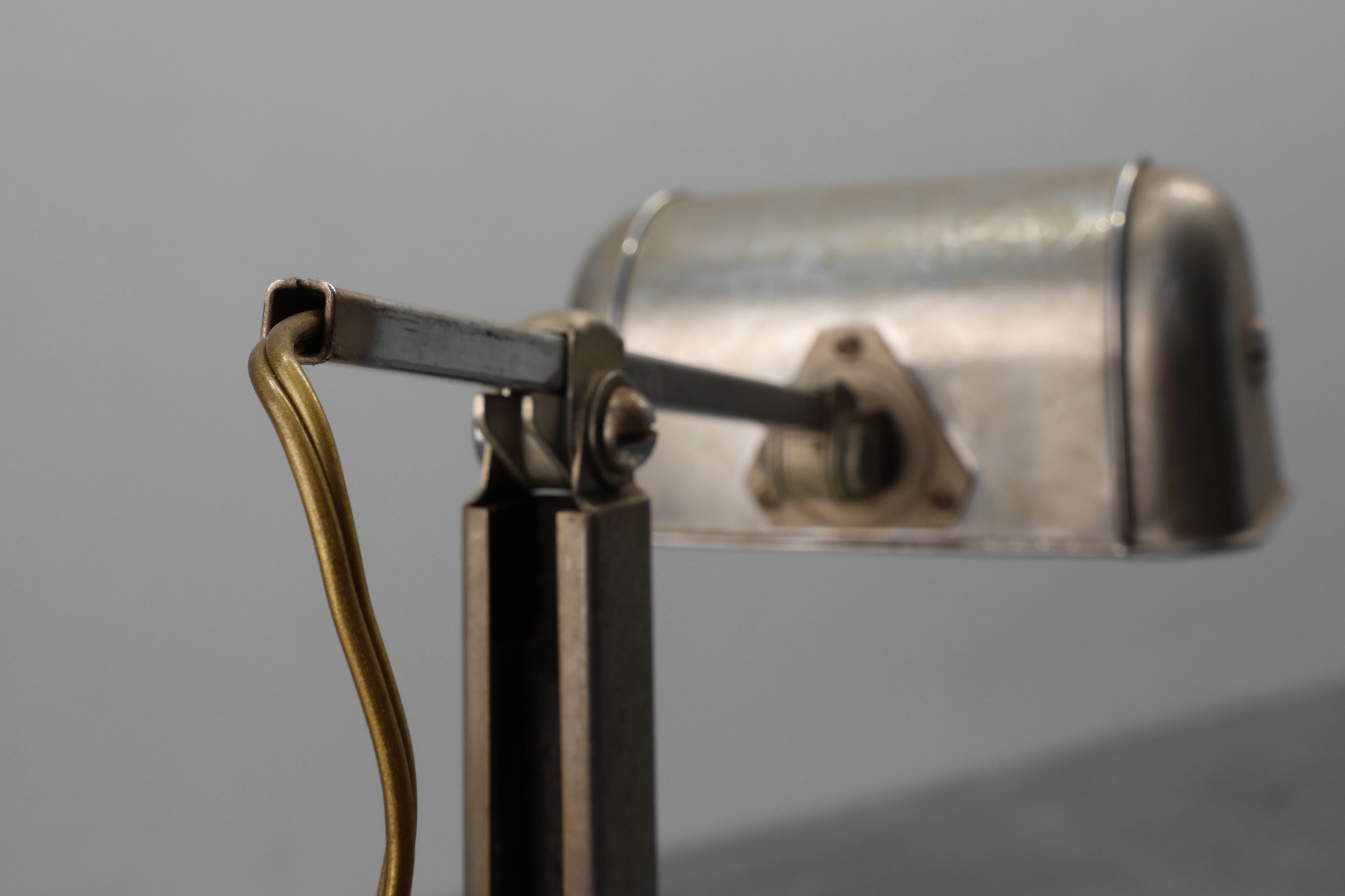 Art Deco Industrial metal and travertin Desk Lamp, Belgium 1930sthumbnail